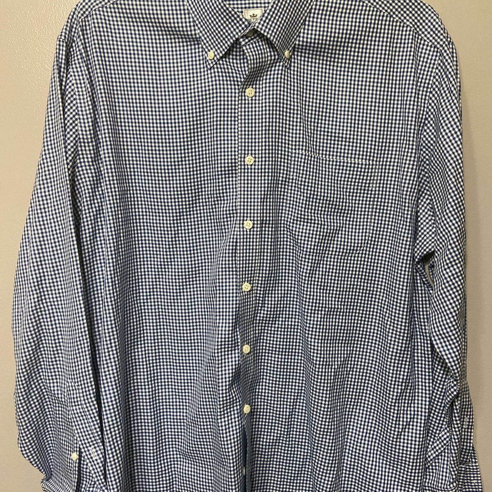 Peter Millar Blue and White Casual Button Down Shirt